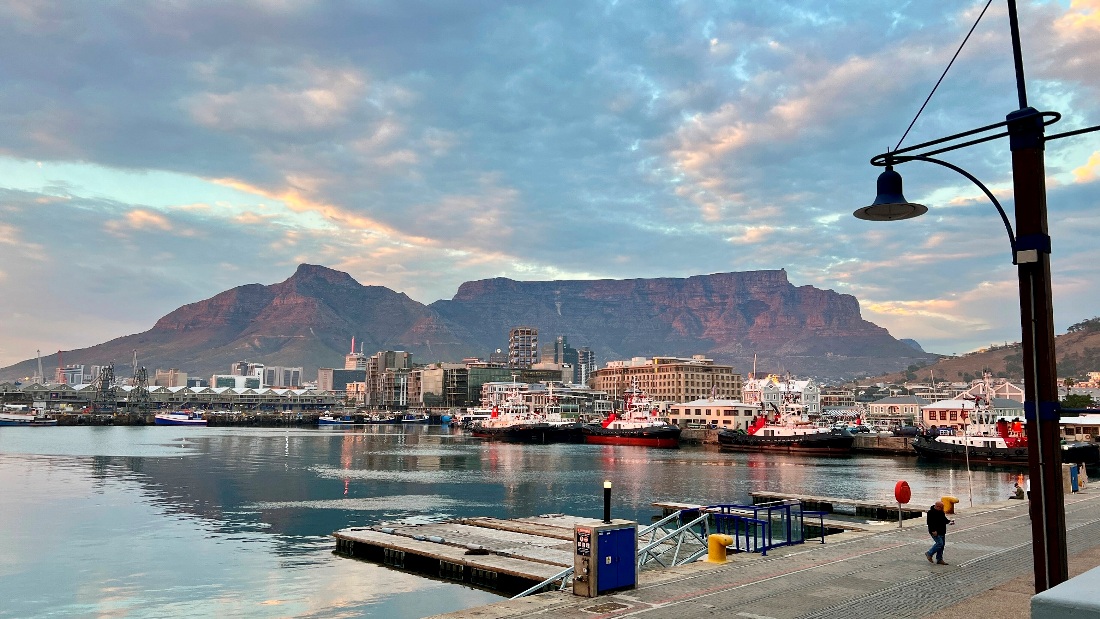 Table Mountain, Cape Town. Seen from the harbour, Victoria and Alfred Waterfront